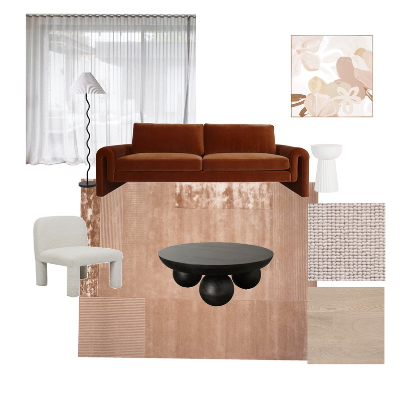 Pink and rust modern living Mood Board by Studio Winslow on Style Sourcebook
