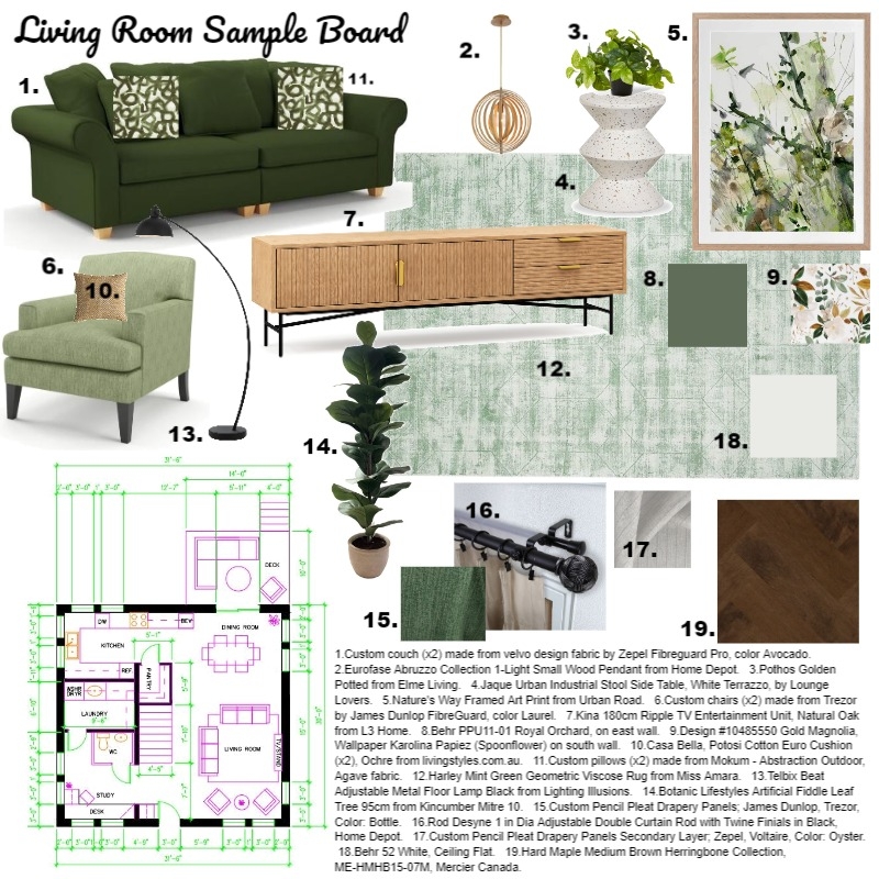 Living Room Sample Board Mood Board by APeevers on Style Sourcebook