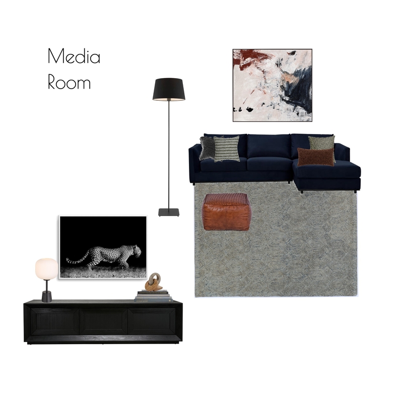 Moody Media Room Mood Board by Clare Elizabeth Design on Style Sourcebook