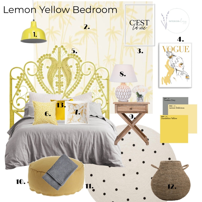 Lemon Yellow Bedroom Mood Board by interiorology on Style Sourcebook