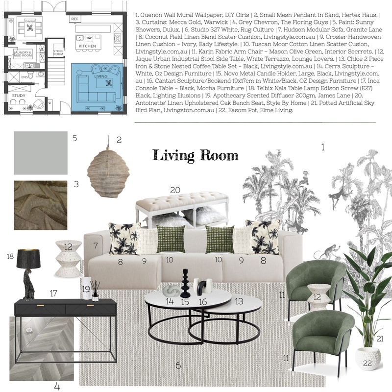 IDI Module 9 - Living Room Mood Board by Candice Vorster on Style Sourcebook