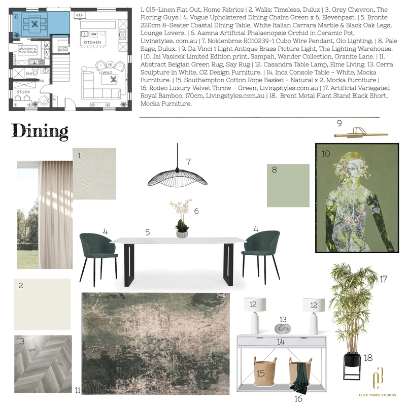 IDI Assignment 9 - Dining Room Mood Board by Candice Vorster on Style Sourcebook