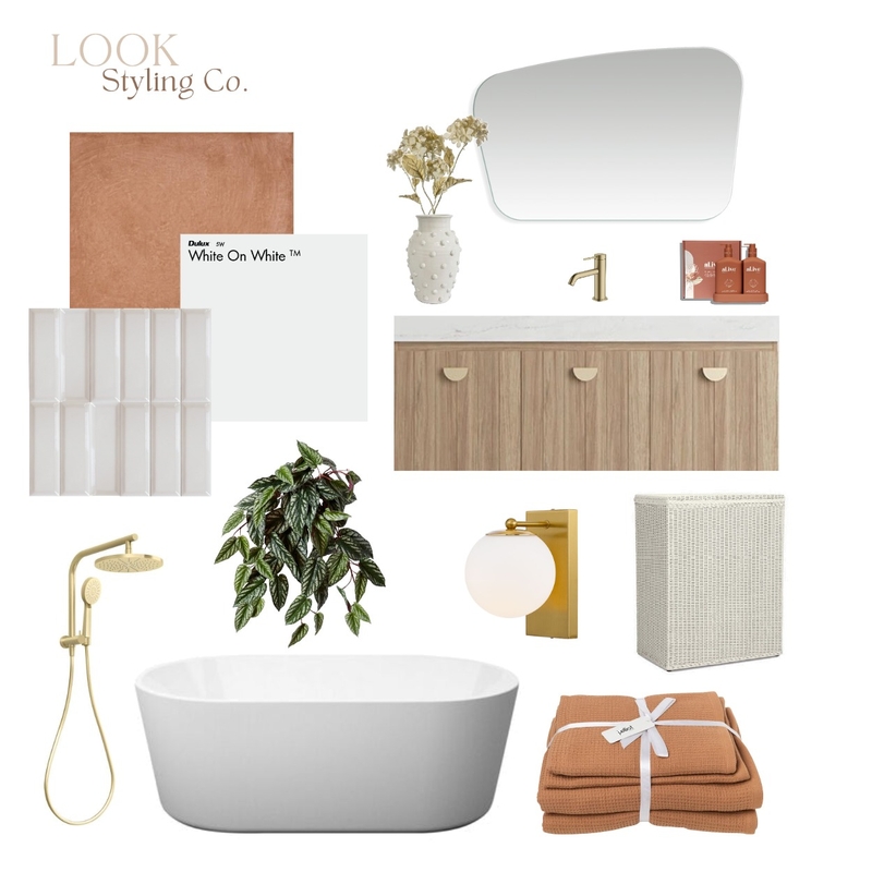 Terracotta Bathroom Mood Board by Look Styling Co on Style Sourcebook