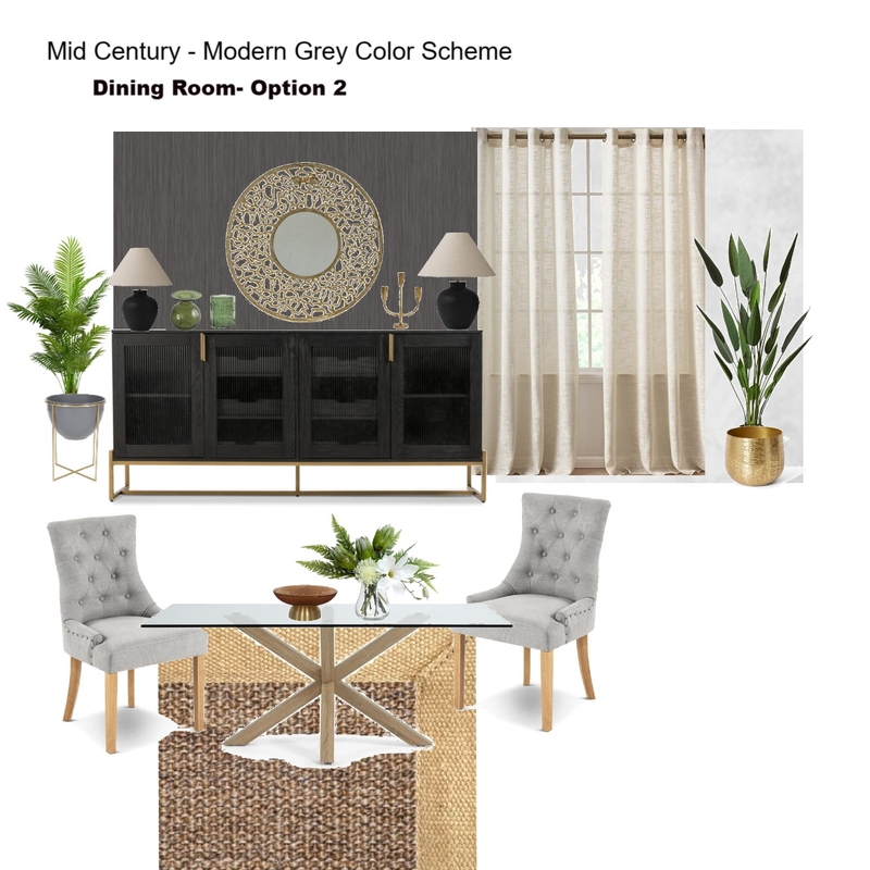 Grey Scheme Color Scheme- Dining Room with off white Curtains Mood Board by Asma Murekatete on Style Sourcebook