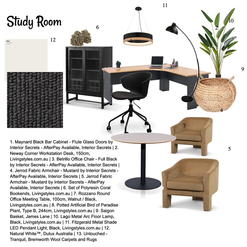 Study Mood Board by Hundz_interiors on Style Sourcebook
