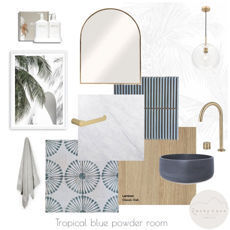 Tropical Blue Powder room Mood Board by Rockycove Interiors on Style Sourcebook