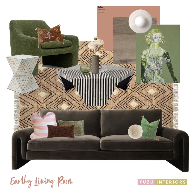Earthy Living Room Mood Board by Yuzu Interiors on Style Sourcebook