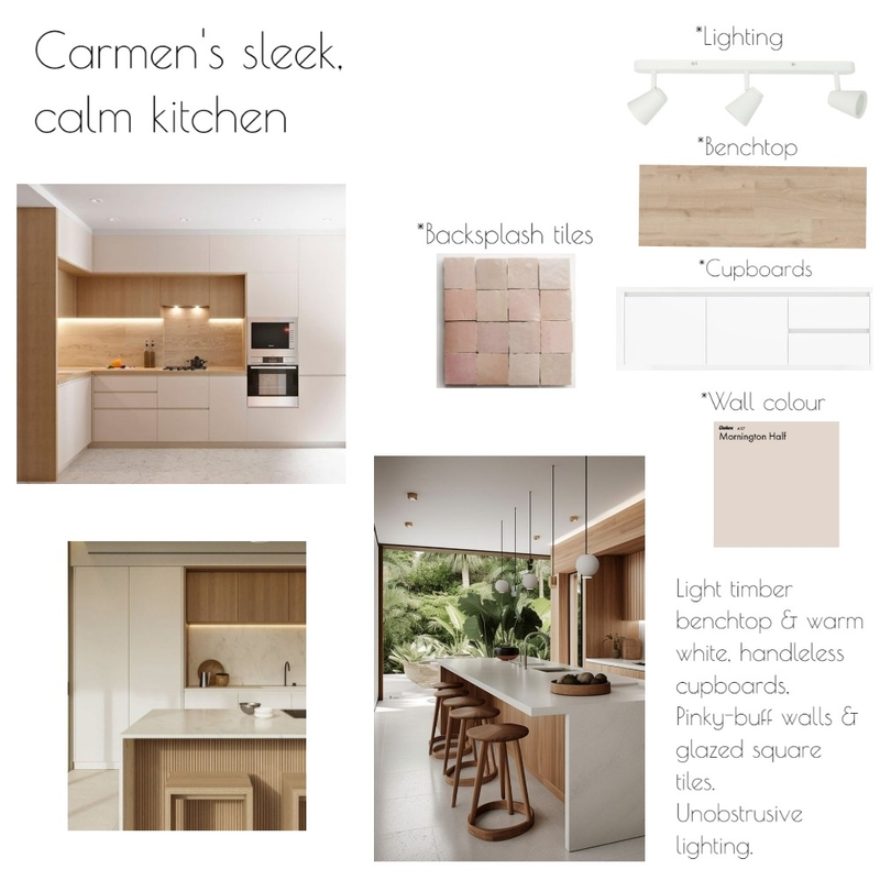 Carmen's sleek, calm kitchen Mood Board by JoannaLee on Style Sourcebook