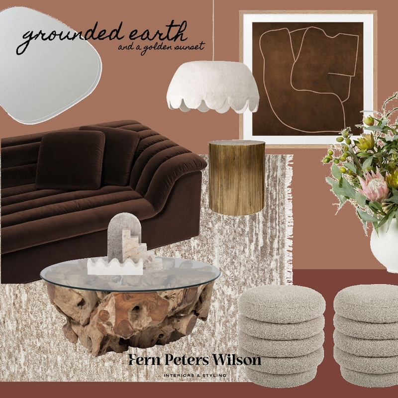 Grounded Earth and a Golden Sunset Mood Board by Fern Peters-Wilson - Interior Design & Styling on Style Sourcebook