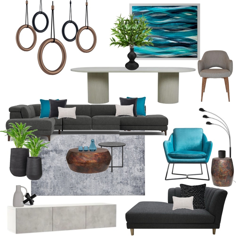 Teal living dining area Mood Board by The Ginger Stylist on Style Sourcebook