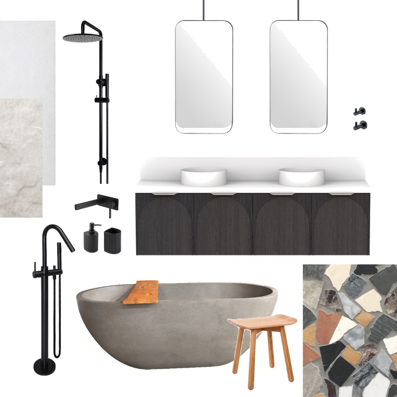 Moody Natural Stone Bathroom Mood Board by Heartful Interiors on Style Sourcebook