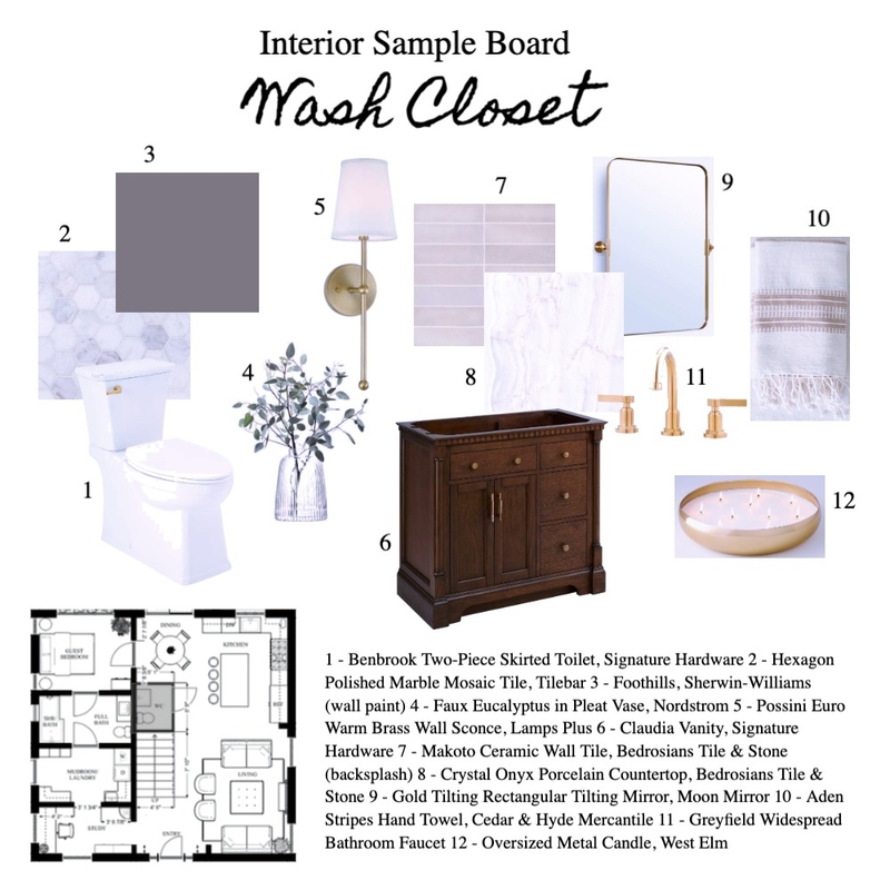 Wash Closet Sample Board Mood Board by jenna.lea.wilson@gmail.com on Style Sourcebook