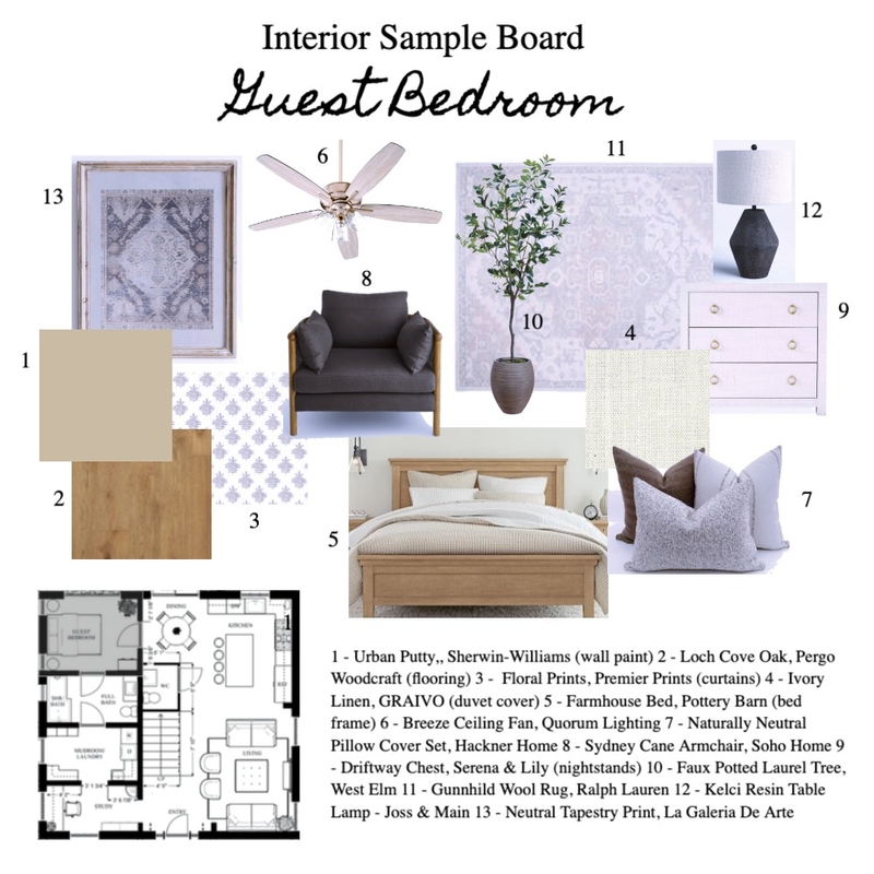 Guest Bedroom Sample Board Mood Board by jenna.lea.wilson@gmail.com on Style Sourcebook