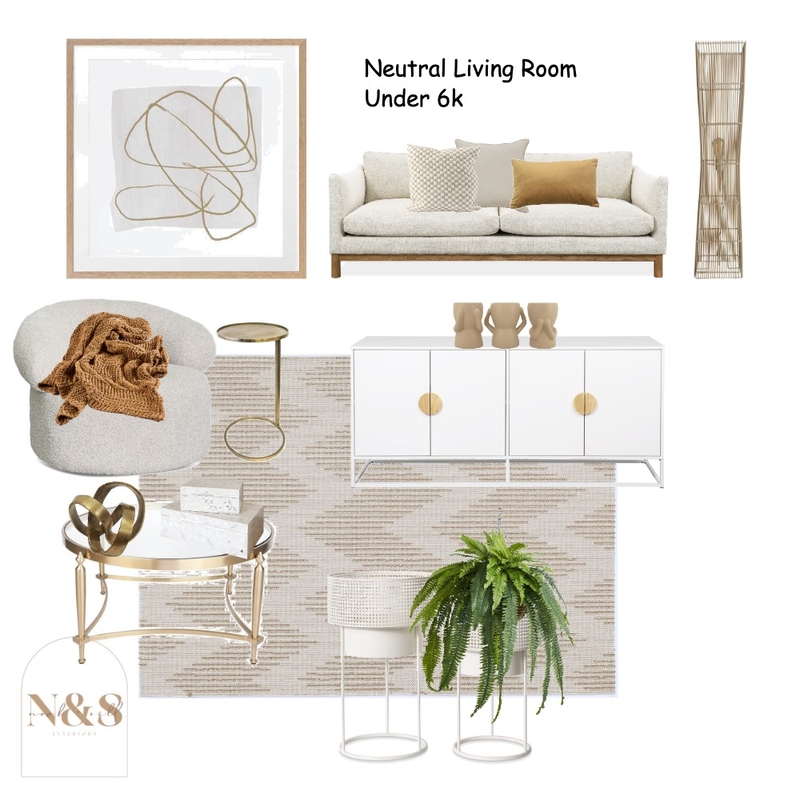 Neutral Living Room Under 6K Mood Board by Christina Gomersall on Style Sourcebook