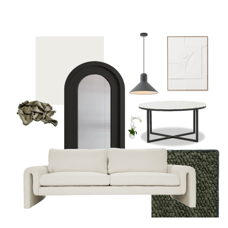 Modern Green + Black Living Room Mood Board by Bethany Routledge-Nave on Style Sourcebook