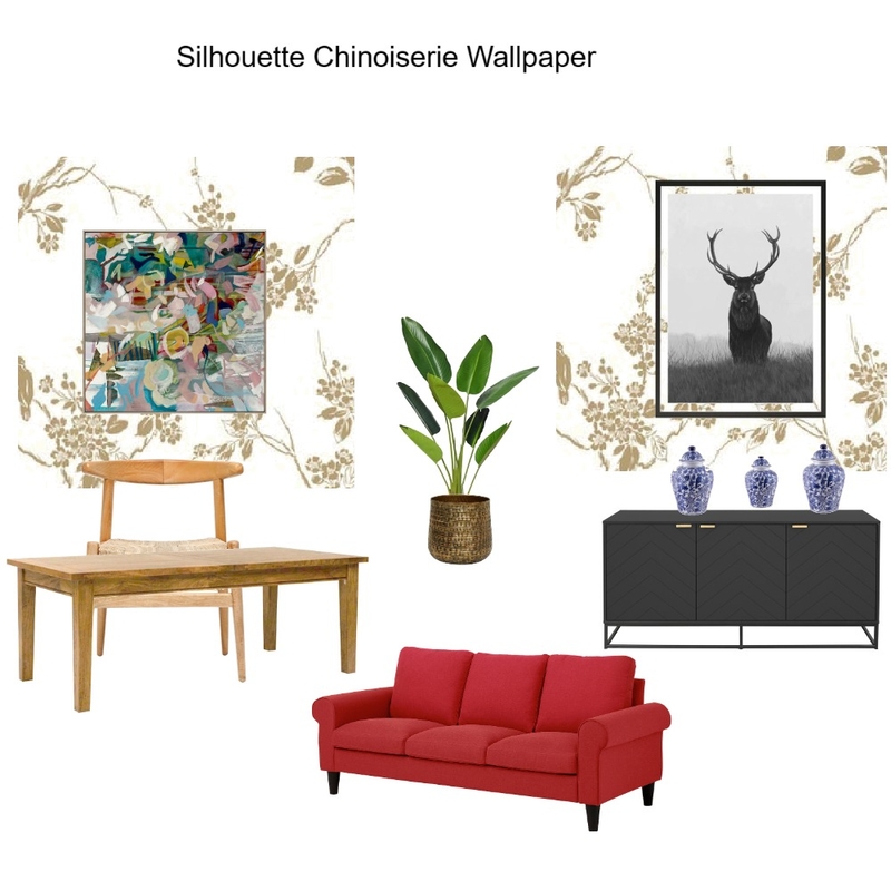 Wallpapered Dining wall Silhouette Chinoiserie Wallpaper- Edith Mood Board by Asma Murekatete on Style Sourcebook