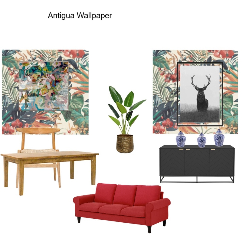 Wallpapered Dining wall Antigua Wallpaper- Edith Mood Board by Asma Murekatete on Style Sourcebook
