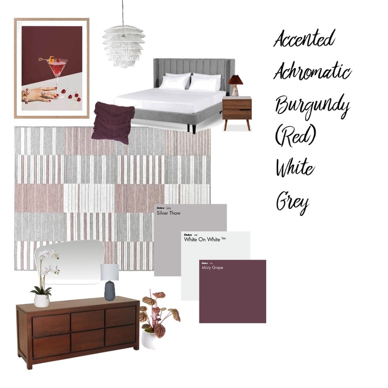 Accented Achromatic Burgundy Mood Board by Anderson Designs on Style Sourcebook