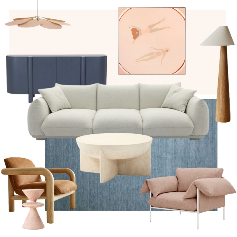 Blue and pink living room Mood Board by katecolly on Style Sourcebook