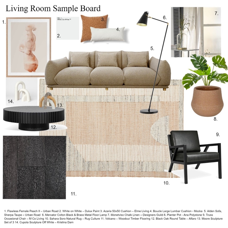 Living Room Sample Board Mood Board by Ourtrevallynreno on Style Sourcebook