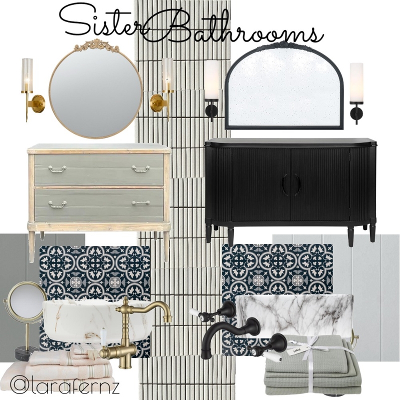 Sister Bathrooms, Design Concept Mood Board by LaraFernz on Style Sourcebook