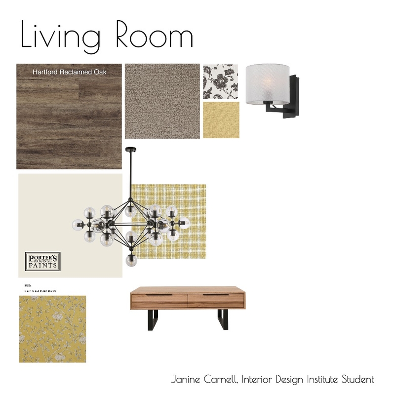 Living Room - Module 9 Mood Board by Ladybird Maldon Design on Style Sourcebook