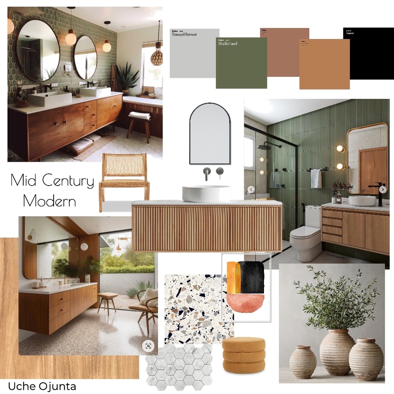 Module 3 - Mid Century Modern Bathroom Mood Board by designsbyoochay on Style Sourcebook