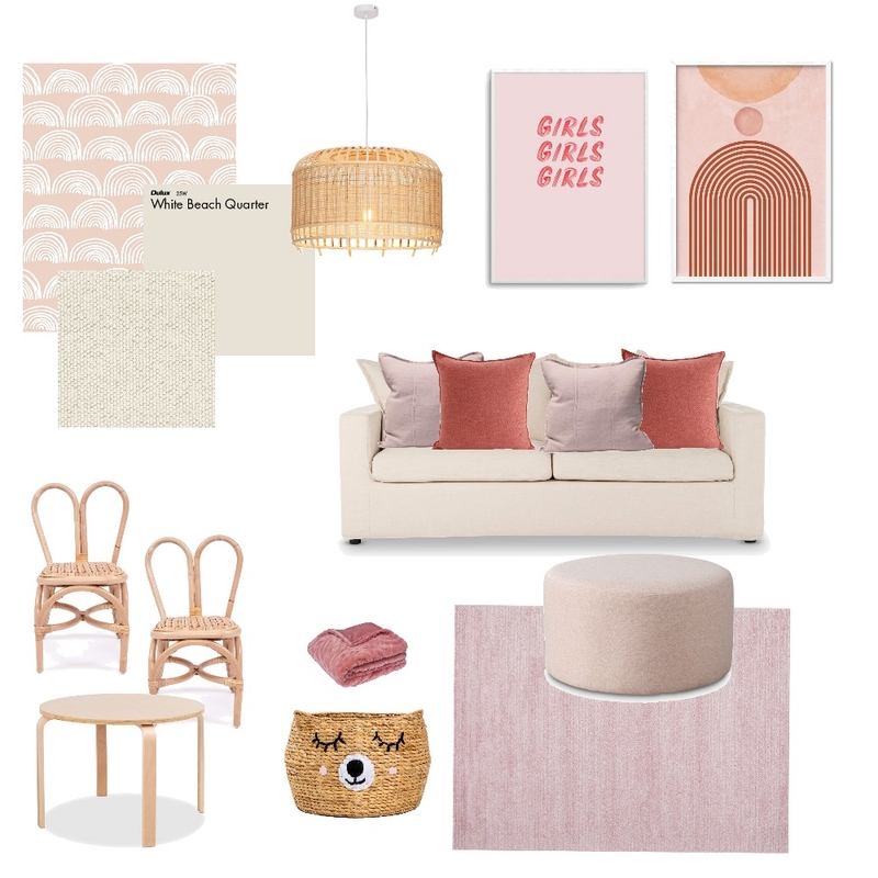 Little Girls Pink Paradise Playroom/ Media Mood Board by In Order by Olivia on Style Sourcebook