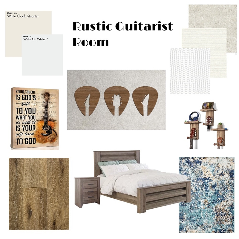 Rustic Guitarist Room Mood Board by Mary Helen Uplifting Designs on Style Sourcebook