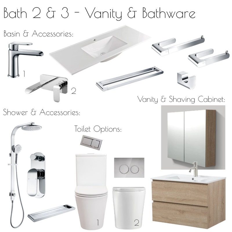 Hunter Valley - Bath 2 & 3 Vanity & Bathware Mood Board by Libby Malecki Designs on Style Sourcebook