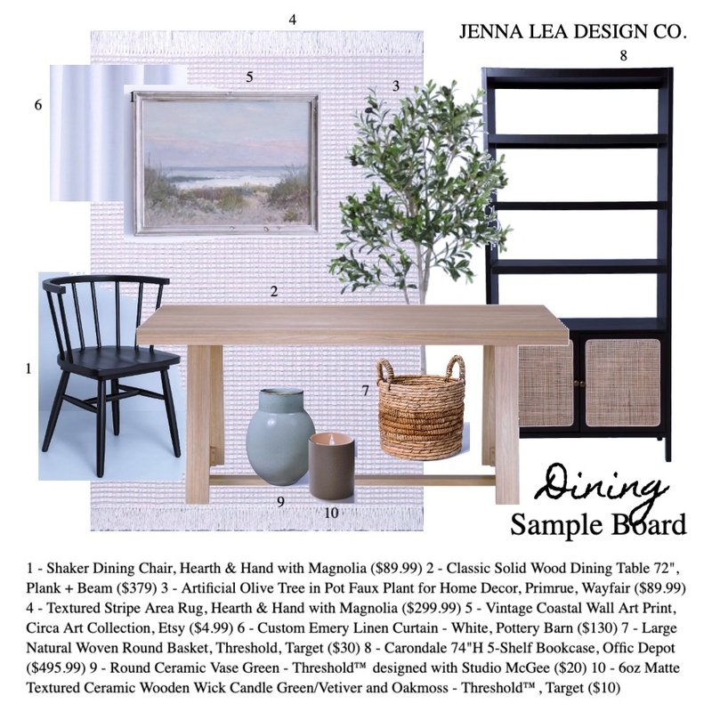 Emily's Dining Room Sample Board Mood Board by jenna.lea.wilson@gmail.com on Style Sourcebook