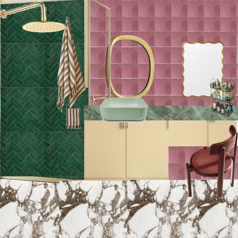 Ensuite - Pink, Green & Burgundy Mood Board by dl2407 on Style Sourcebook