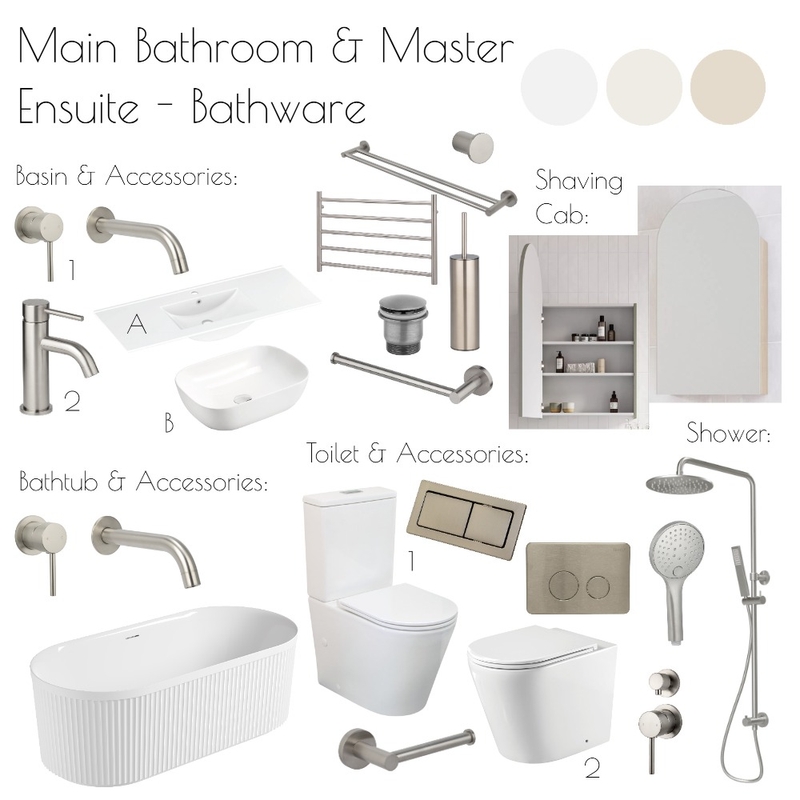 Hunter Valley - Main Bathroom & Master Ensuite Bathware Mood Board by Libby Malecki Designs on Style Sourcebook