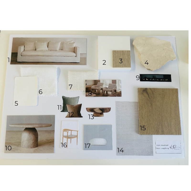 Drew and Leah Living Room Numbered Mood Board by kristyrowland on Style Sourcebook