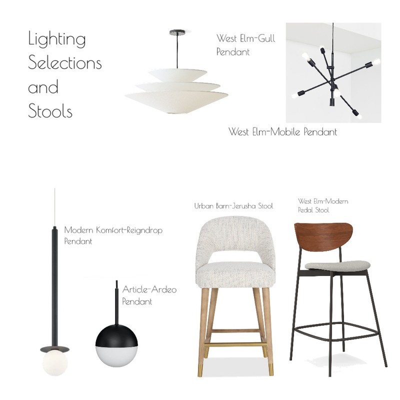 Northern Lights Lighting and Stools Mood Board by rondeauhomes on Style Sourcebook
