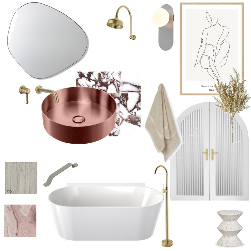 pink palace bathroom Mood Board by tereza on Style Sourcebook