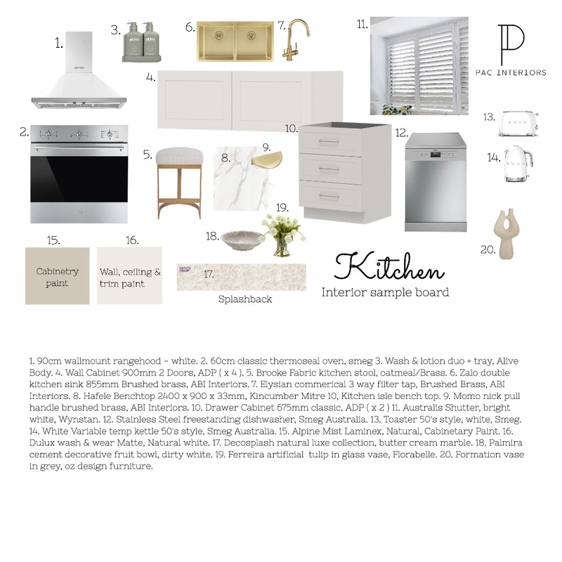 kitchen sample board Mood Board by PACINTERIORS on Style Sourcebook