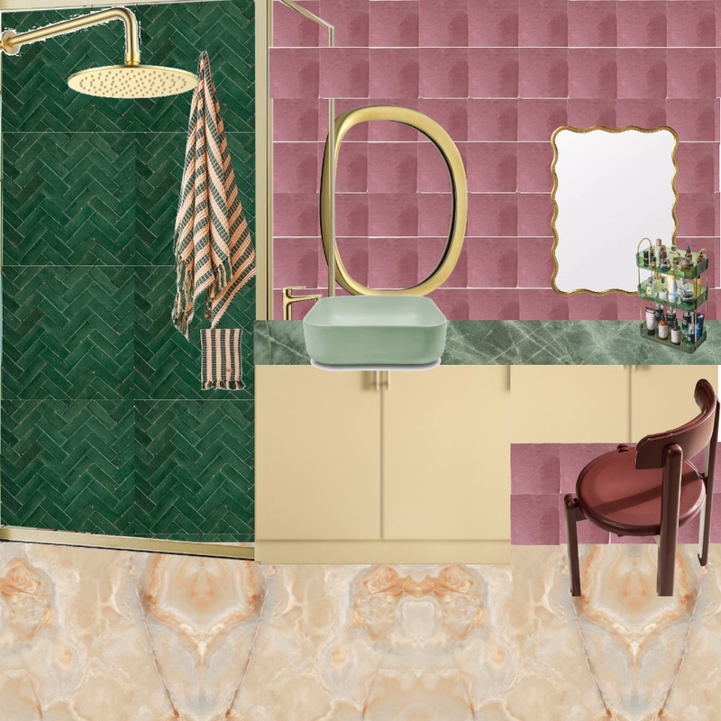Ensuite - Pink, Green & Burgundy Mood Board by dl2407 on Style Sourcebook