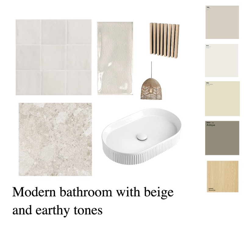 Modern bathroom with beige and earthy tones Mood Board by isabellescott on Style Sourcebook