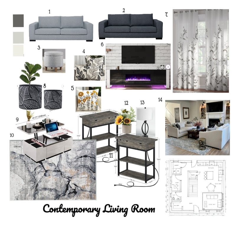 Living Room Sample Board Mood Board by jcardno2004@gmail.com on Style Sourcebook