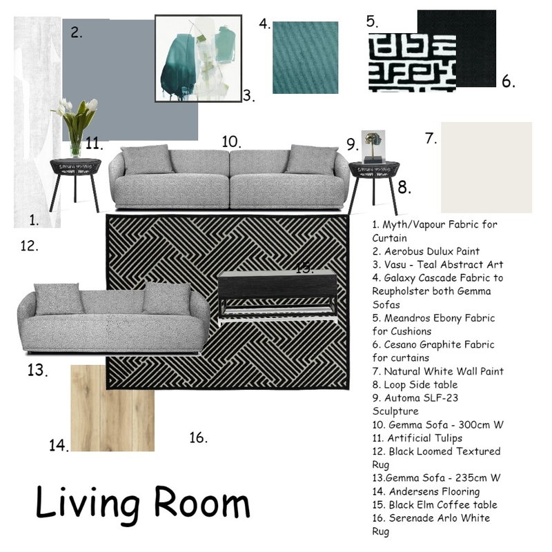 Module 9 - Living room Mood Board by ivannaallen on Style Sourcebook