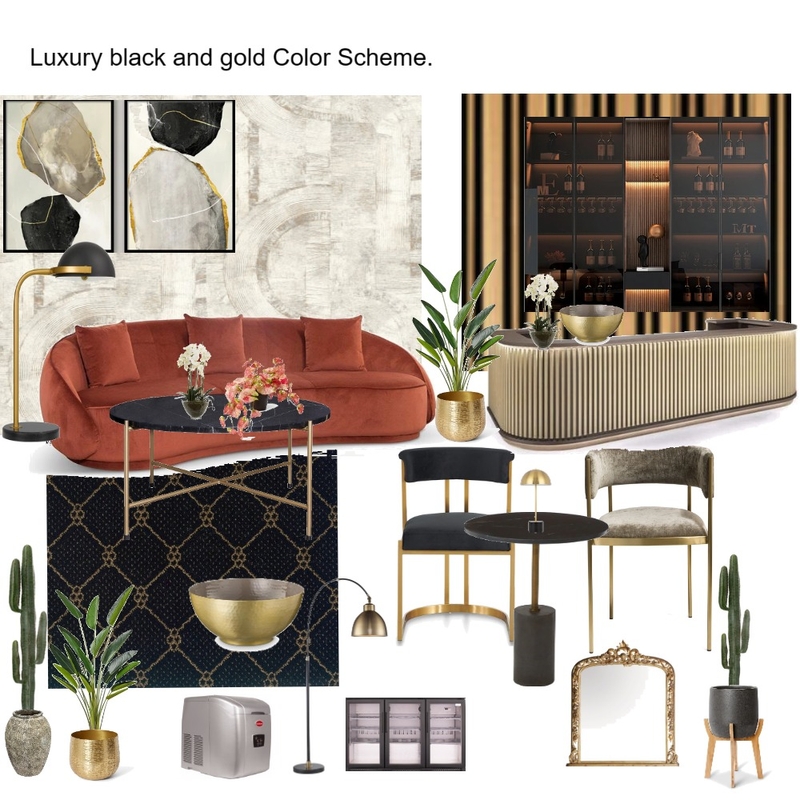 SA- Mobile FNB Suite Amended Gold and Black Color Scheme Mood Board by Asma Murekatete on Style Sourcebook