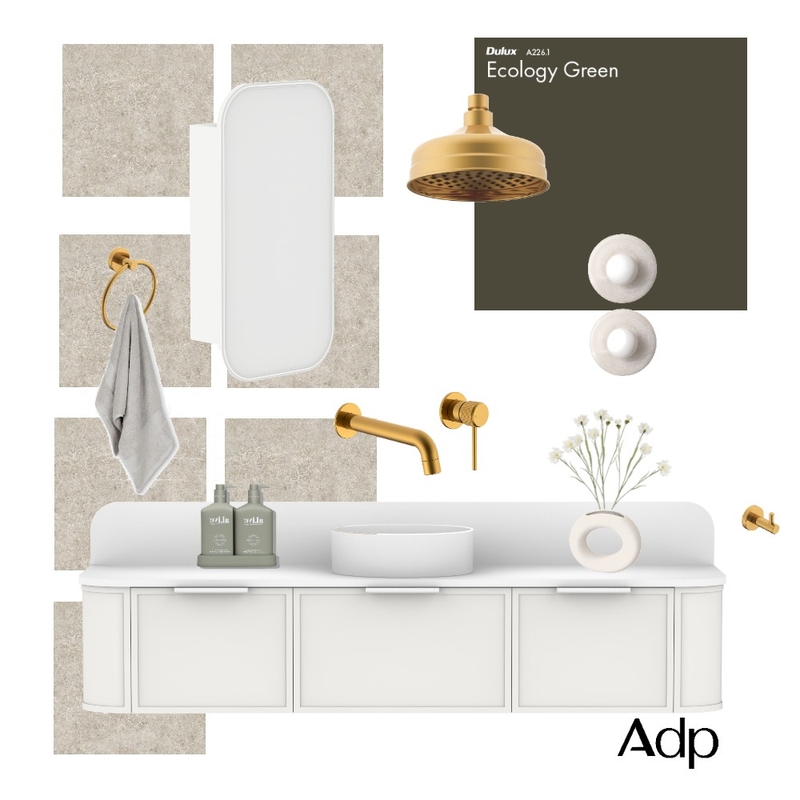 Alisa's Bathroom Featuring: Flo Vanity & Soul Brass Tapware Mood Board by ADP on Style Sourcebook