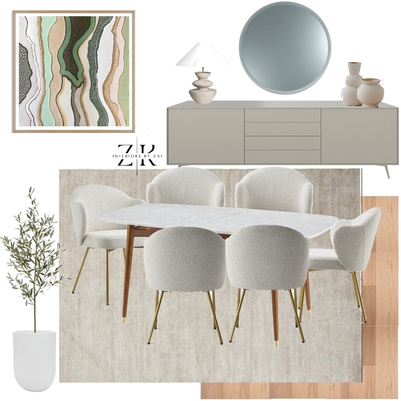 Modern warm dining room Mood Board by Interiors By Zai on Style Sourcebook