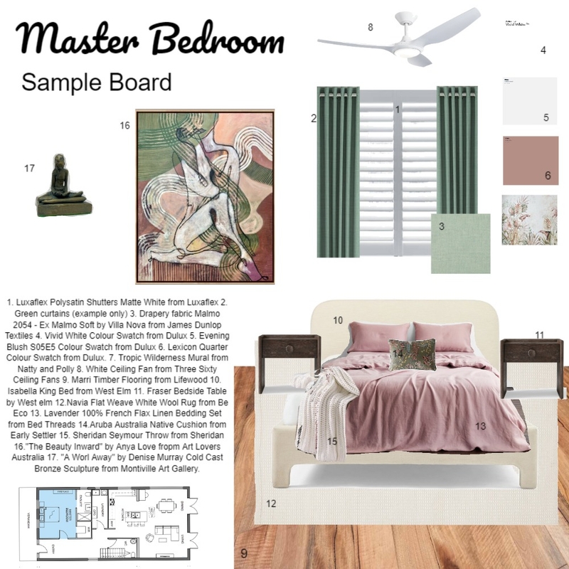 Master Bedroom Sample Board Mood Board by K Designs on Style Sourcebook