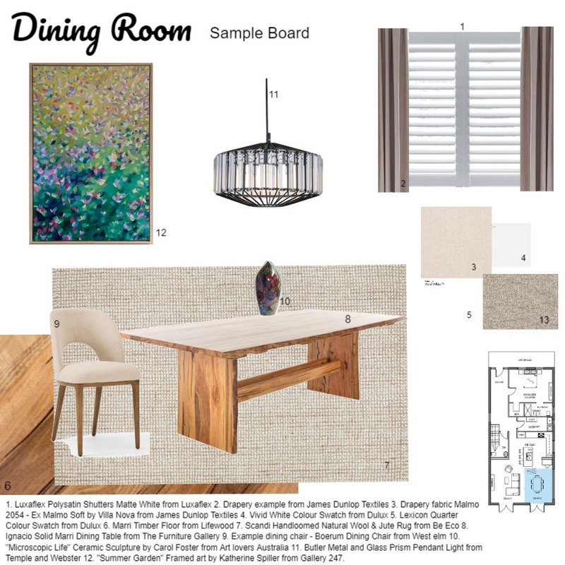 Dining Room Sample Board Mood Board by K Designs on Style Sourcebook