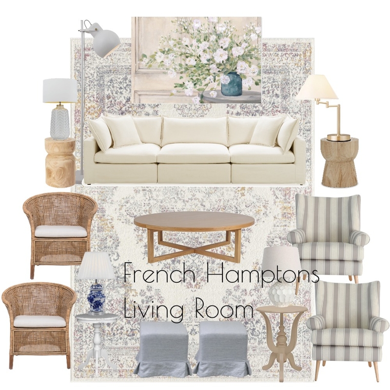 French Hamptons Living Room Mood Board by ponderhome on Style Sourcebook