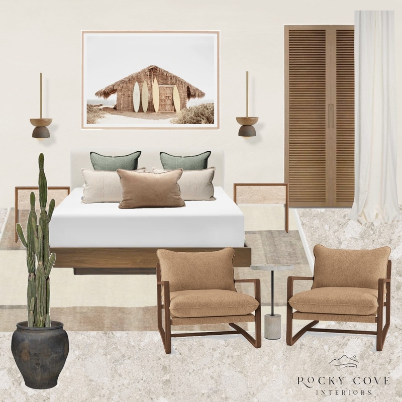 Desert Coastal Bedroom with background Mood Board by Rockycove Interiors on Style Sourcebook