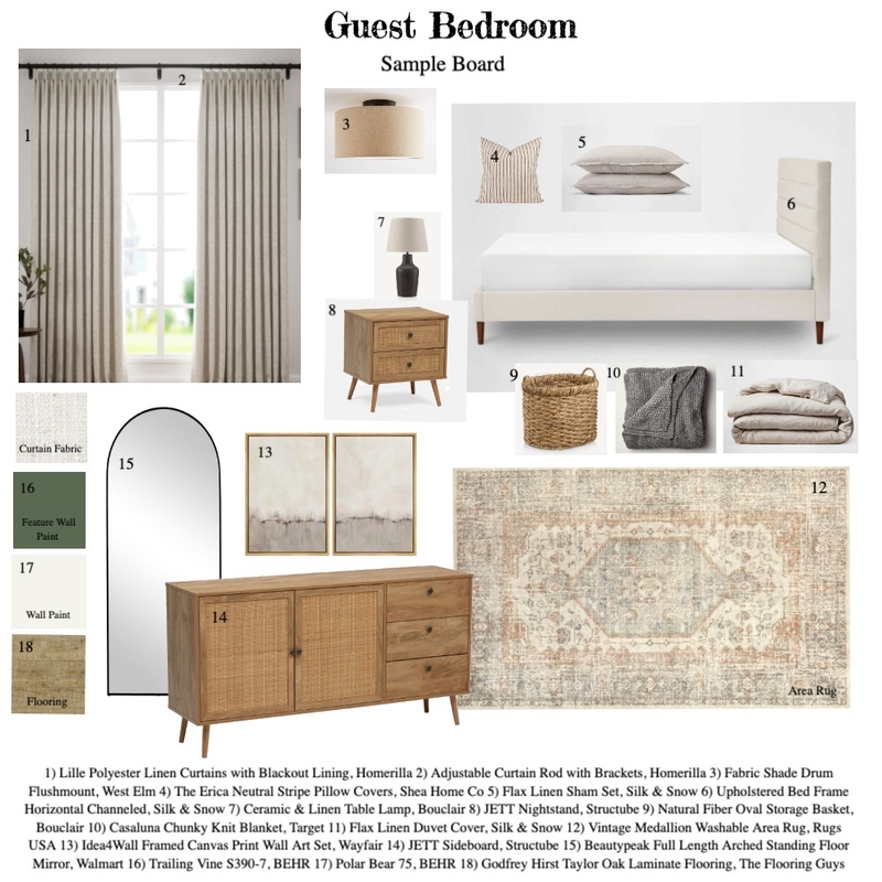 Guest Bedroom Sample Board Mood Board by aferro on Style Sourcebook