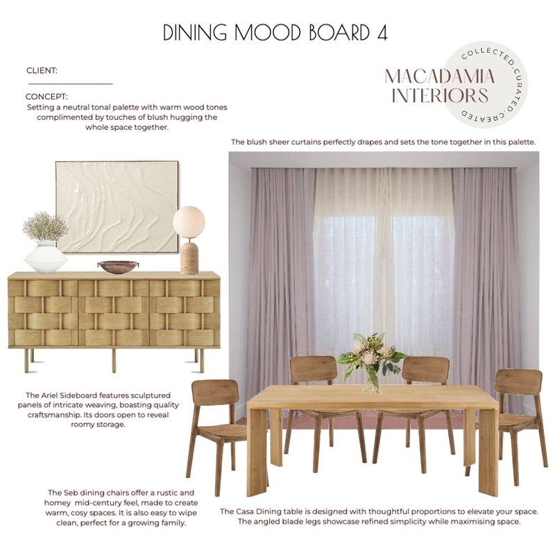 Casa Davis Dining Concept 4 Mood Board by Casa Macadamia on Style Sourcebook